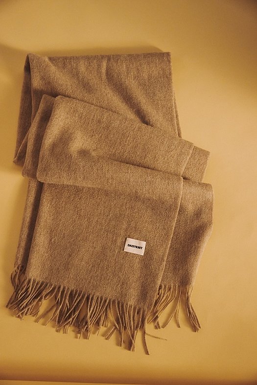 Шарф с бахромой из шерсти (100% шерсть Тауп; Размер: OS)