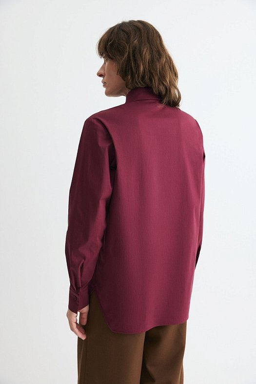 Рубашка классическая из хлопка (Хлопок арт.1916 Бордовый 65% хлопок, 32% нейлон, 3% эластан; Размер: M)