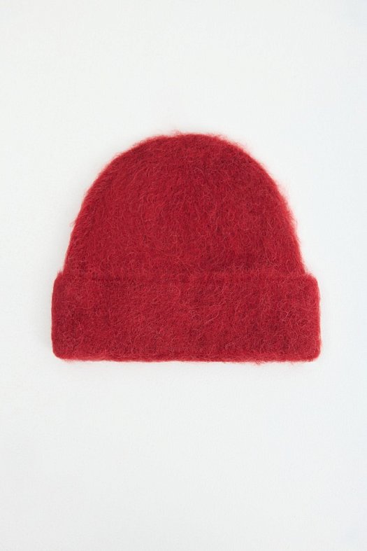 Шапка с отворотом из шерсти альпака (59% альпака, 25% акрил, 15% нейлон, 1% эластан Красный; Размер: OS)