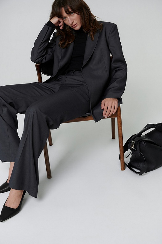 Брюки клеш с шерстью (Вискоза с шерстью арт.1778 Графитовый 52% вискоза, 20% шерсть, 28% п/э; Размер: M)