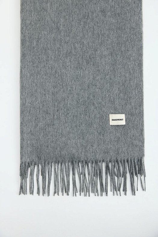 Шарф с бахромой из шерсти (100% шерсть Серый (new); Размер: One size)