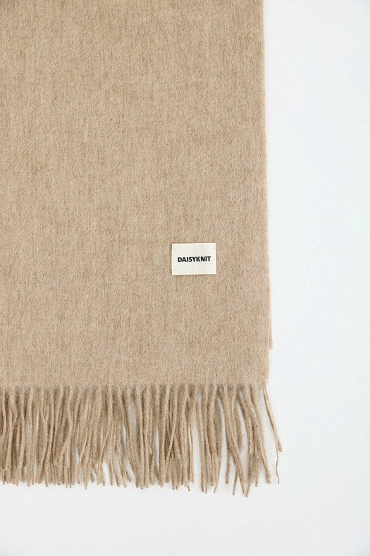 Шарф с бахромой из шерсти (100% шерсть Тауп; Размер: OS)