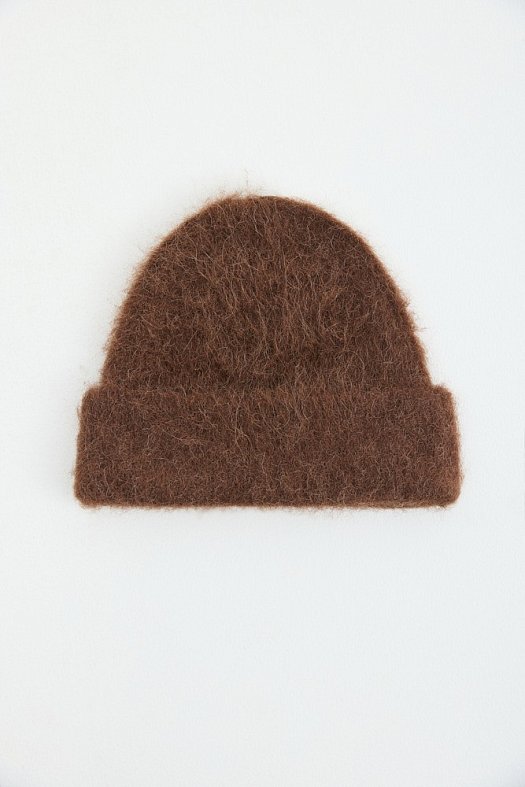 Шапка с отворотом из шерсти альпака (59% альпака, 25% акрил, 15% нейлон, 1% эластан Коричневый; Размер: OS)