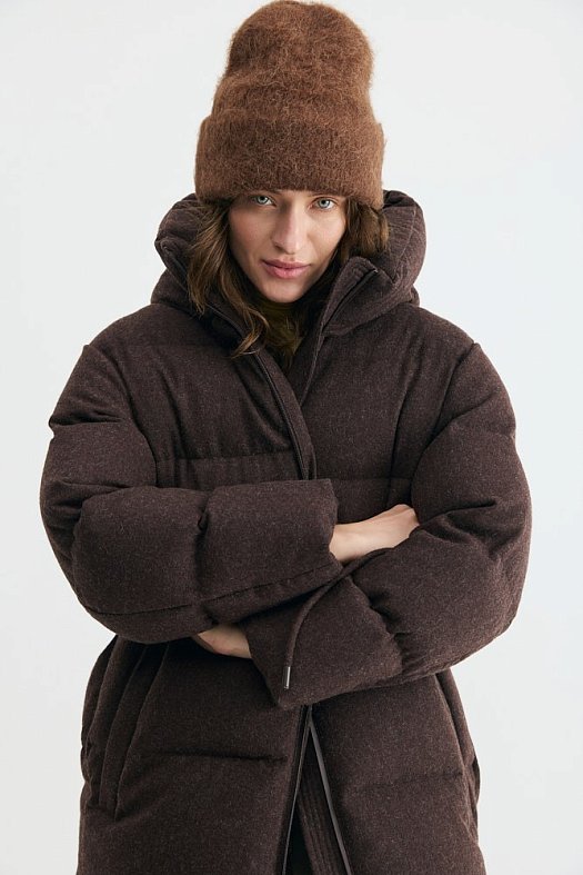 Шапка с отворотом из шерсти альпака (59% альпака, 25% акрил, 15% нейлон, 1% эластан Коричневый; Размер: OS)