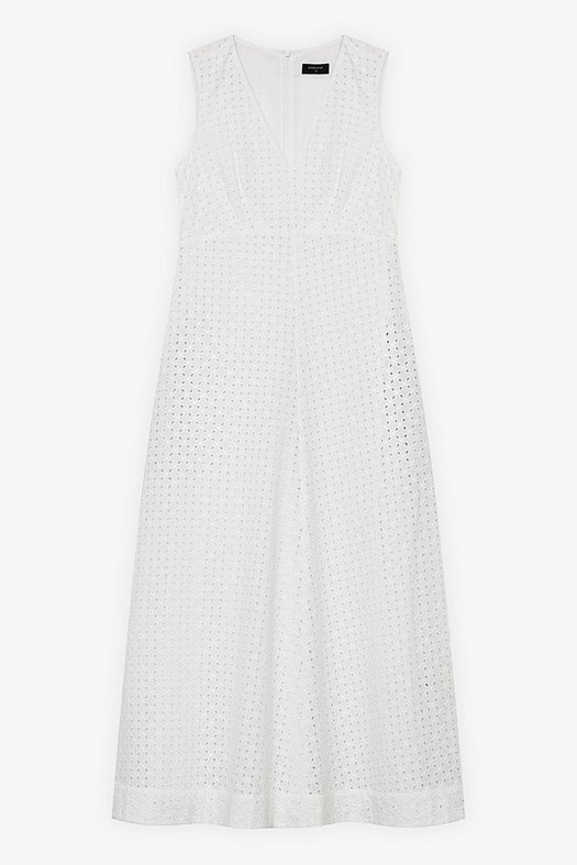Платье макси из хлопка Broderie Anglaise (Шитье ромбы арт.1857 Белый 100% хлопок; Размер: L)