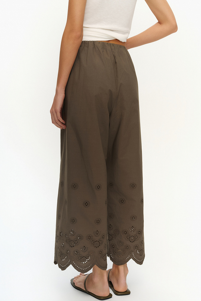 Брюки укороченные из хлопка Broderie Anglaise