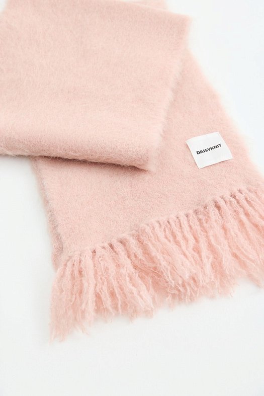 Шарф с бахромой из шерсти альпака (59% альпака, 25% акрил, 15% нейлон, 1% эластан Светло-розовый; Размер: OS)