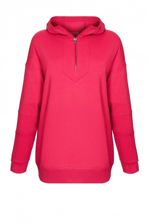 Худи на молнии со вставками (Трикотаж Punto Milano арт.1205 Красный 67% вискоза, 28% п/э, 5% эластан; Размер: S)