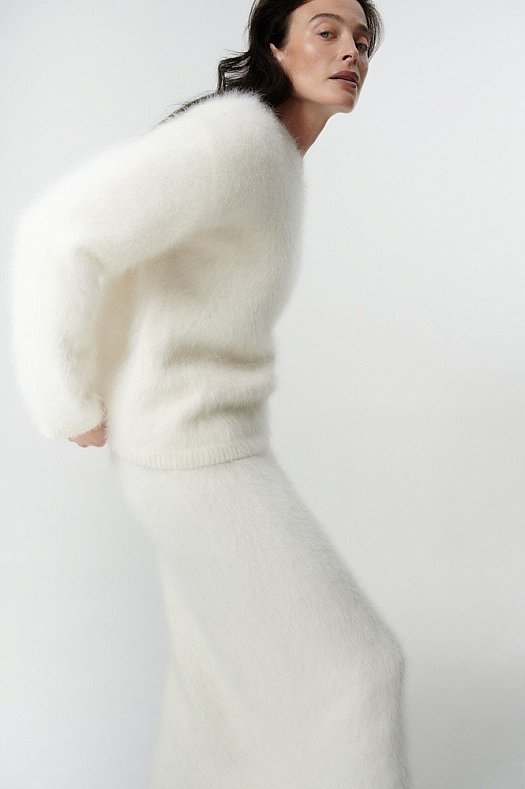 Джемпер из шерсти ангоры (75% ангора, 5% шерсть, 20% нейлон Молочный; Размер: XS-S)