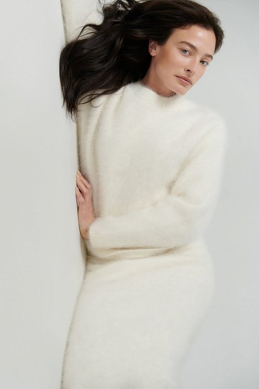 Юбка из шерсти ангоры (75% ангора, 5% шерсть, 20% нейлон Молочный; Размер: XS)