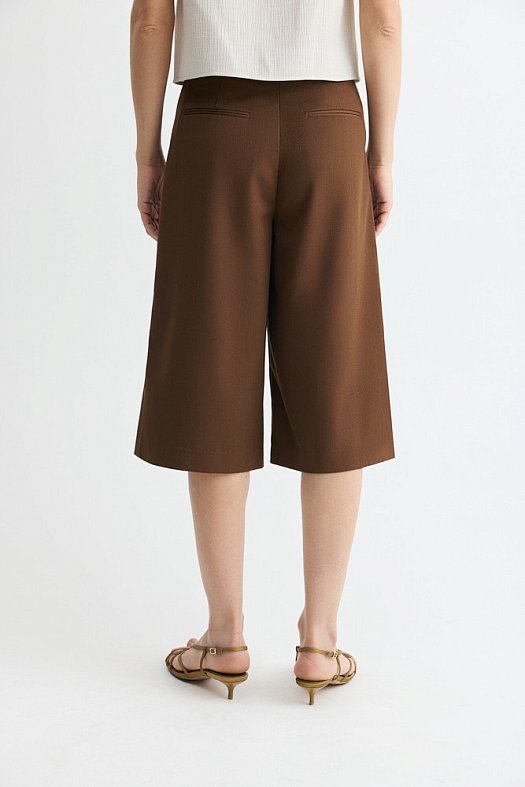Бермуды со складками (77% тенсел, 23% вискоза Коричневый; Размер: M)