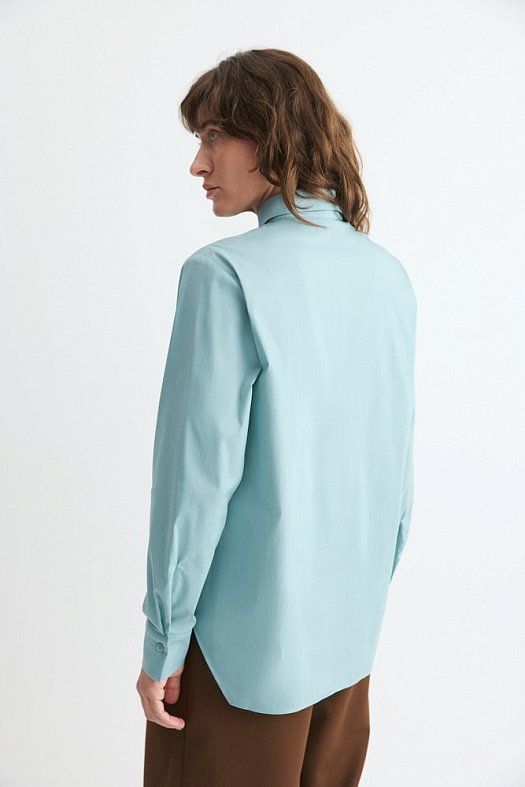 Рубашка классическая из хлопка (Хлопок арт.1917 Бирюзовый 65% хлопок, 32% нейлон, 3% эластан; Размер: M)