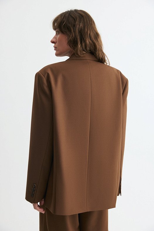 Жакет двубортный оверсайз (77% тенсел, 23% вискоза Коричневый; Размер: M)